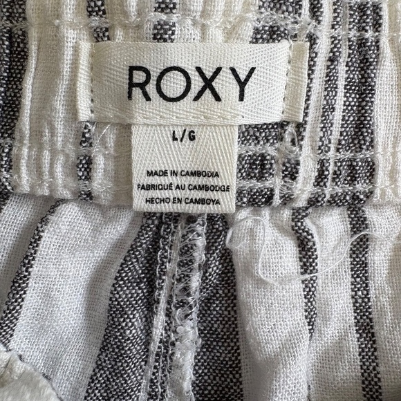 Roxy Women's Linen Blend Cargo Pants, White with Gray/Black Stripes, Large, NWT - Picture 9 of 15